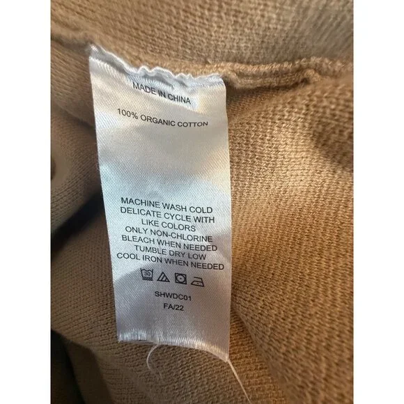 Quince Organic Cotton Tan Camel Knit Blazer Cardigan Pockets Womens XS - Picture 5 of 7